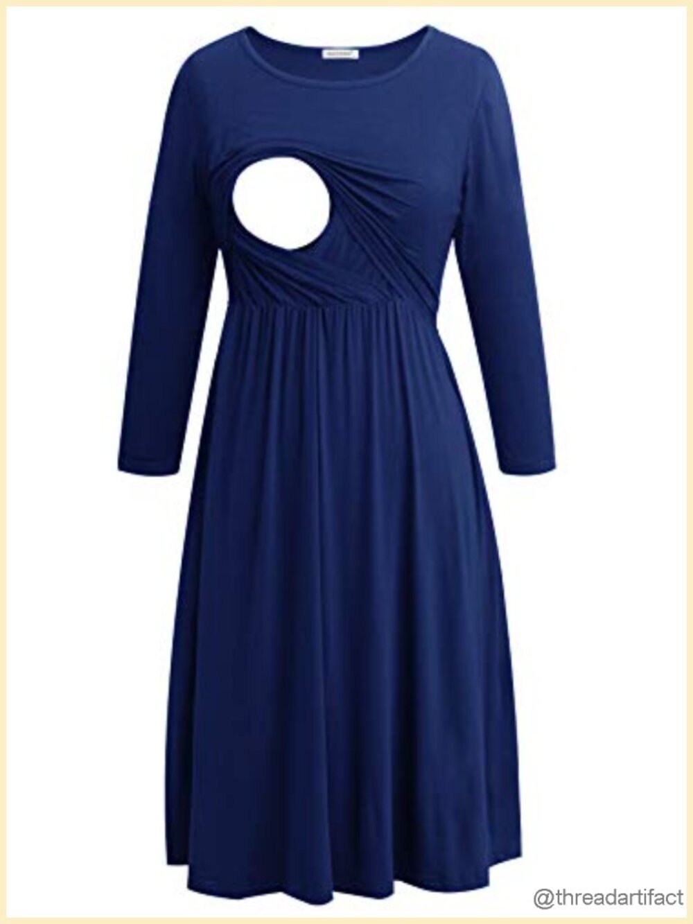 Women's 3/4 Sleeve Maternity Nursing Dress with Pockets Easy Breastfeeding